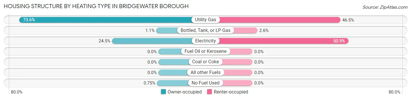 Housing Structure by Heating Type in Bridgewater borough