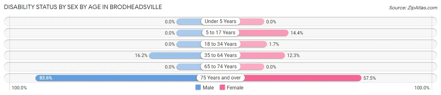 Disability Status by Sex by Age in Brodheadsville