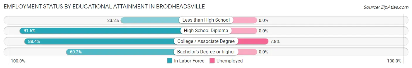 Employment Status by Educational Attainment in Brodheadsville