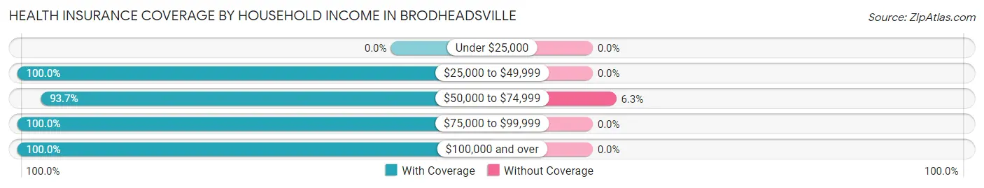 Health Insurance Coverage by Household Income in Brodheadsville