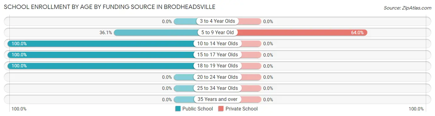 School Enrollment by Age by Funding Source in Brodheadsville