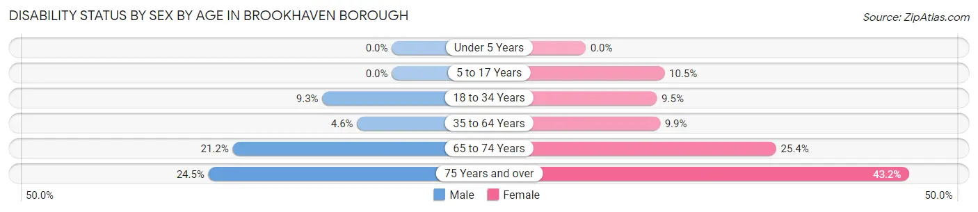 Disability Status by Sex by Age in Brookhaven borough