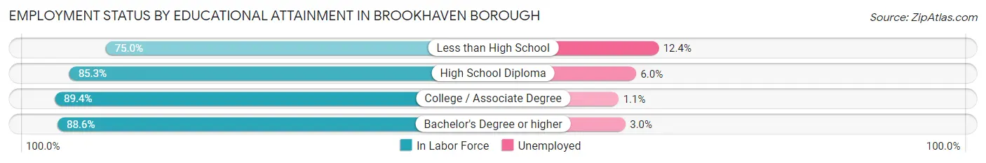 Employment Status by Educational Attainment in Brookhaven borough