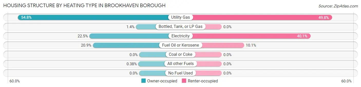 Housing Structure by Heating Type in Brookhaven borough
