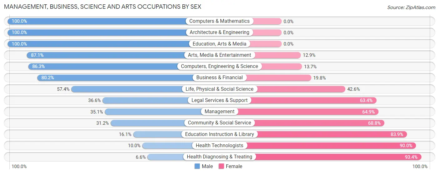 Management, Business, Science and Arts Occupations by Sex in Brookhaven borough