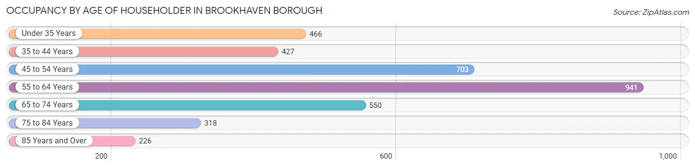 Occupancy by Age of Householder in Brookhaven borough