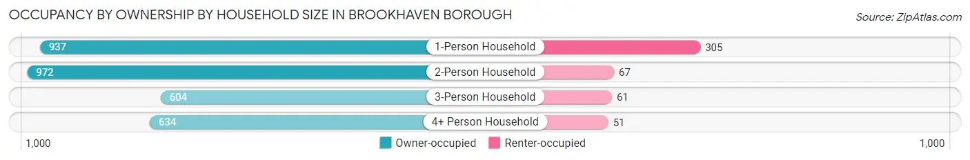 Occupancy by Ownership by Household Size in Brookhaven borough
