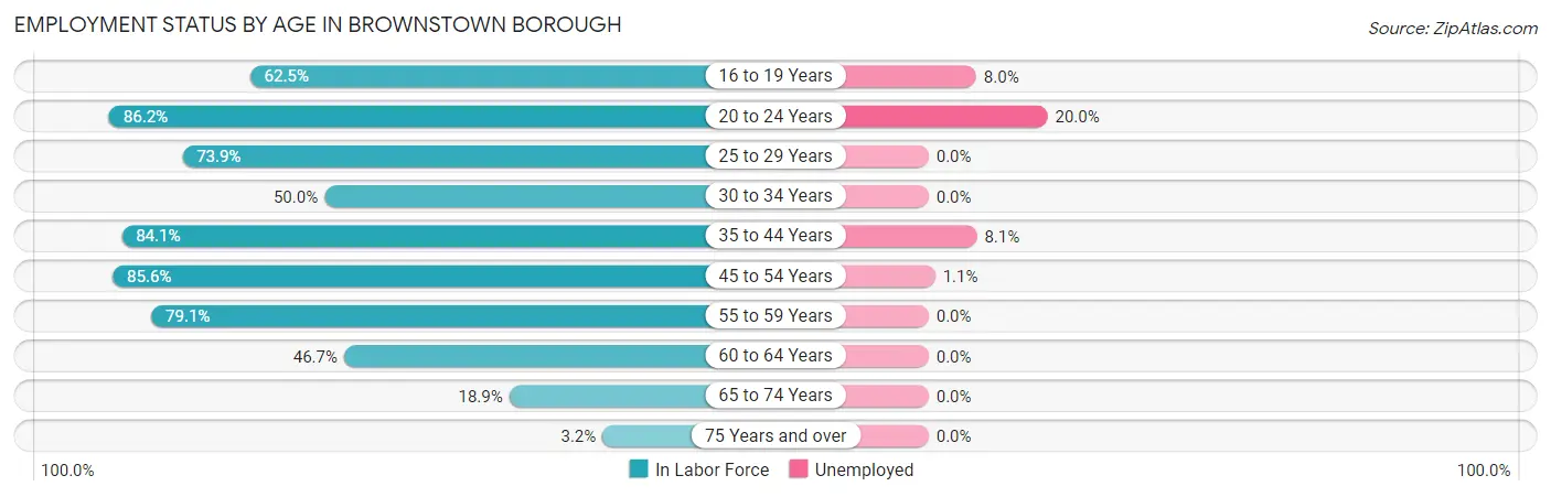 Employment Status by Age in Brownstown borough