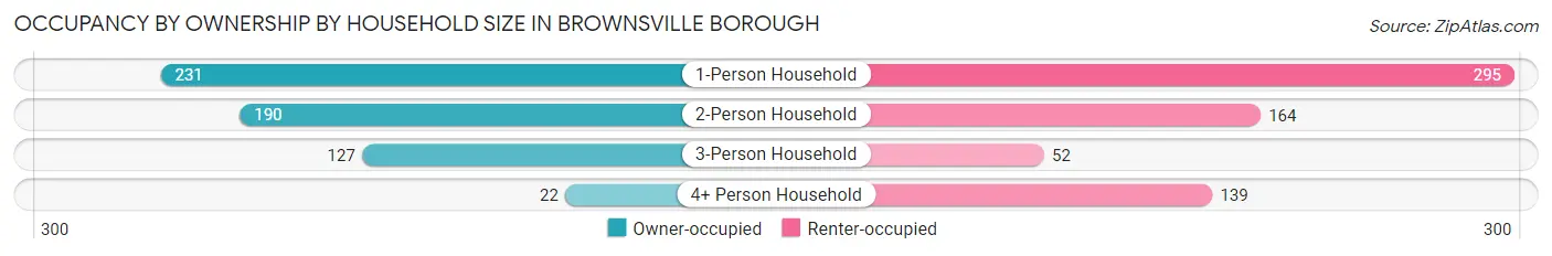 Occupancy by Ownership by Household Size in Brownsville borough