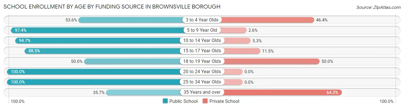 School Enrollment by Age by Funding Source in Brownsville borough