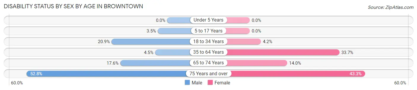 Disability Status by Sex by Age in Browntown