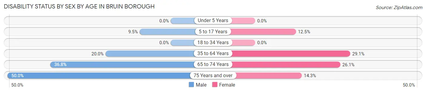 Disability Status by Sex by Age in Bruin borough