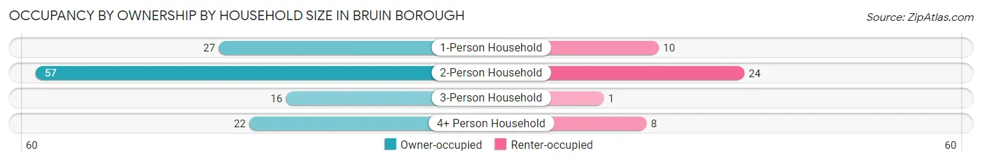Occupancy by Ownership by Household Size in Bruin borough