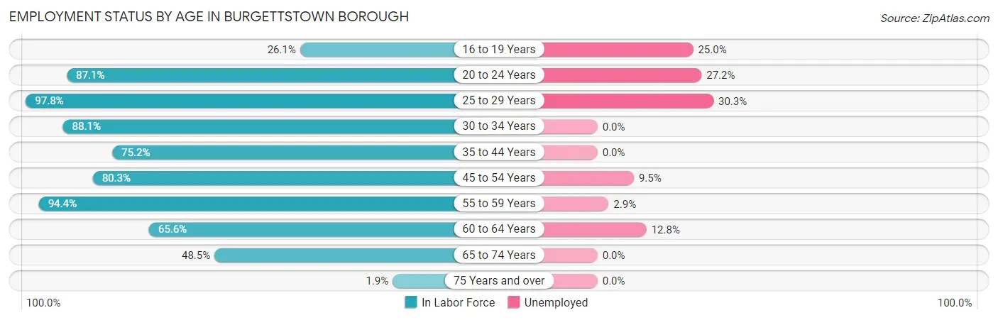 Employment Status by Age in Burgettstown borough