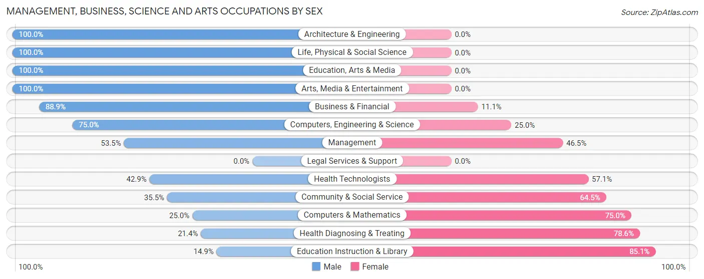 Management, Business, Science and Arts Occupations by Sex in Burgettstown borough
