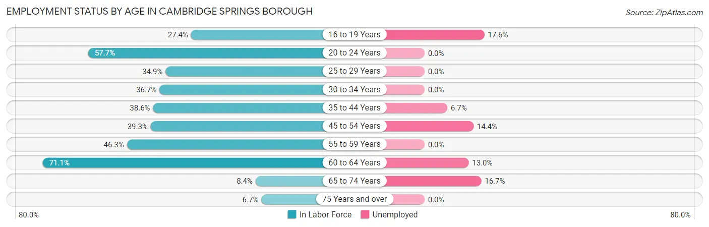 Employment Status by Age in Cambridge Springs borough