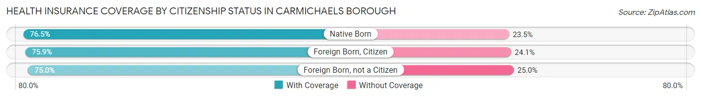 Health Insurance Coverage by Citizenship Status in Carmichaels borough