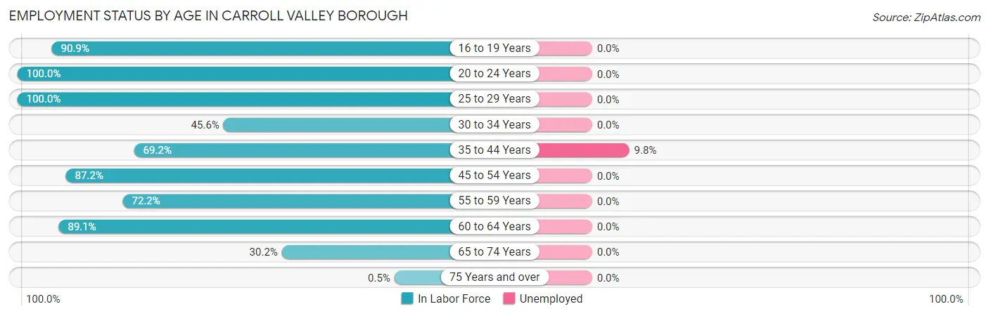 Employment Status by Age in Carroll Valley borough