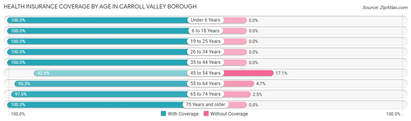 Health Insurance Coverage by Age in Carroll Valley borough