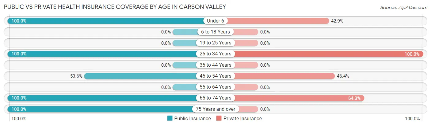 Public vs Private Health Insurance Coverage by Age in Carson Valley