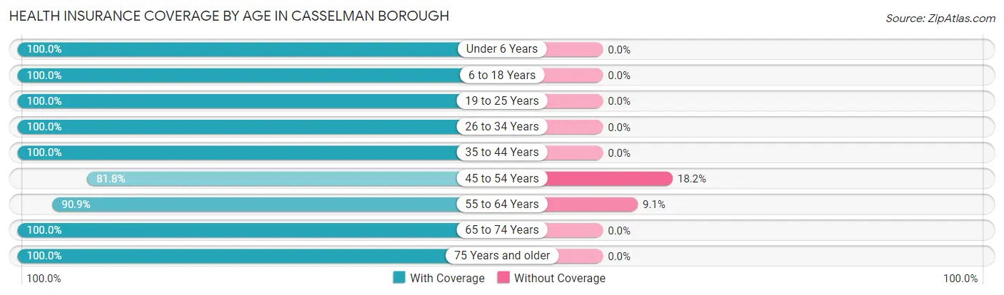 Health Insurance Coverage by Age in Casselman borough