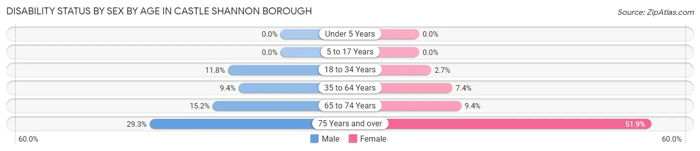 Disability Status by Sex by Age in Castle Shannon borough