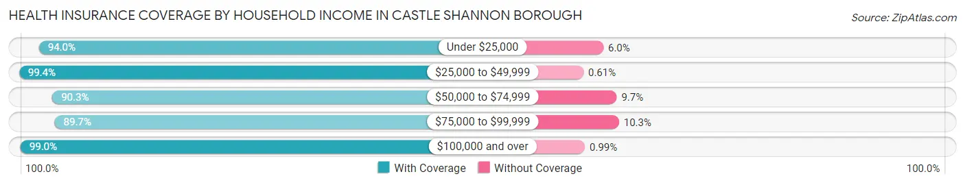 Health Insurance Coverage by Household Income in Castle Shannon borough