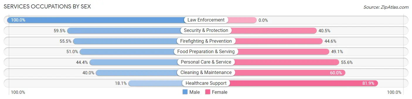 Services Occupations by Sex in Castle Shannon borough