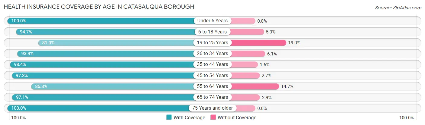 Health Insurance Coverage by Age in Catasauqua borough