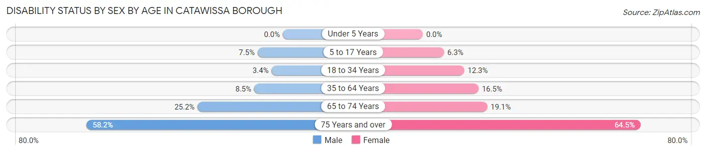 Disability Status by Sex by Age in Catawissa borough