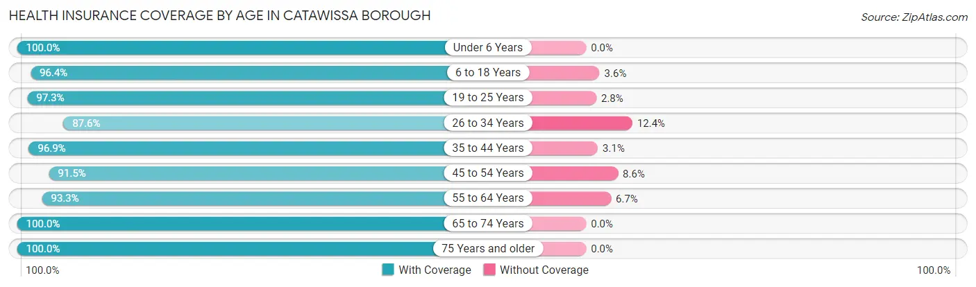 Health Insurance Coverage by Age in Catawissa borough