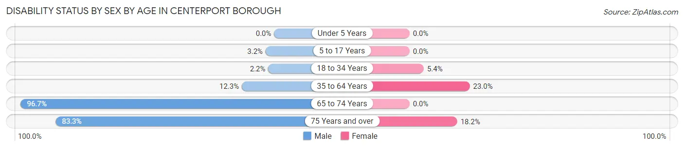 Disability Status by Sex by Age in Centerport borough