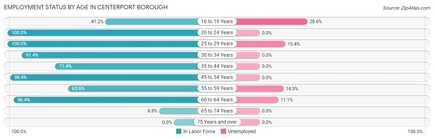Employment Status by Age in Centerport borough