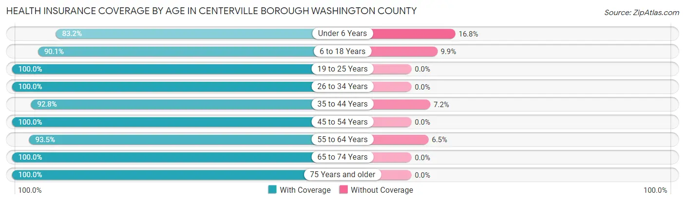 Health Insurance Coverage by Age in Centerville borough Washington County