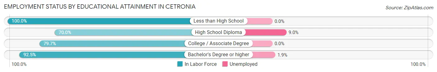 Employment Status by Educational Attainment in Cetronia