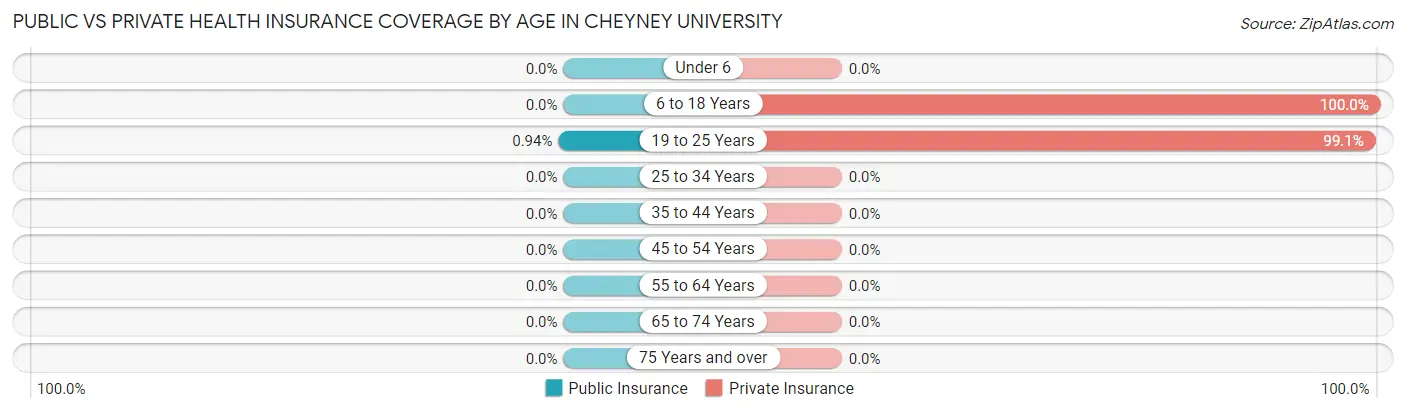 Public vs Private Health Insurance Coverage by Age in Cheyney University