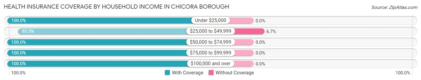 Health Insurance Coverage by Household Income in Chicora borough