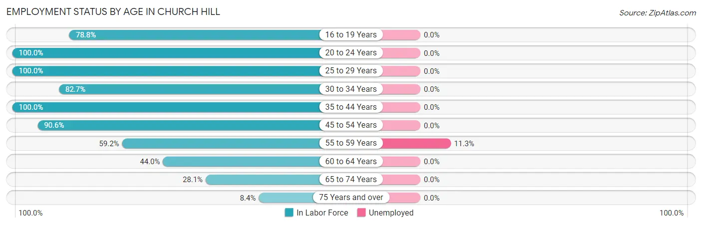 Employment Status by Age in Church Hill