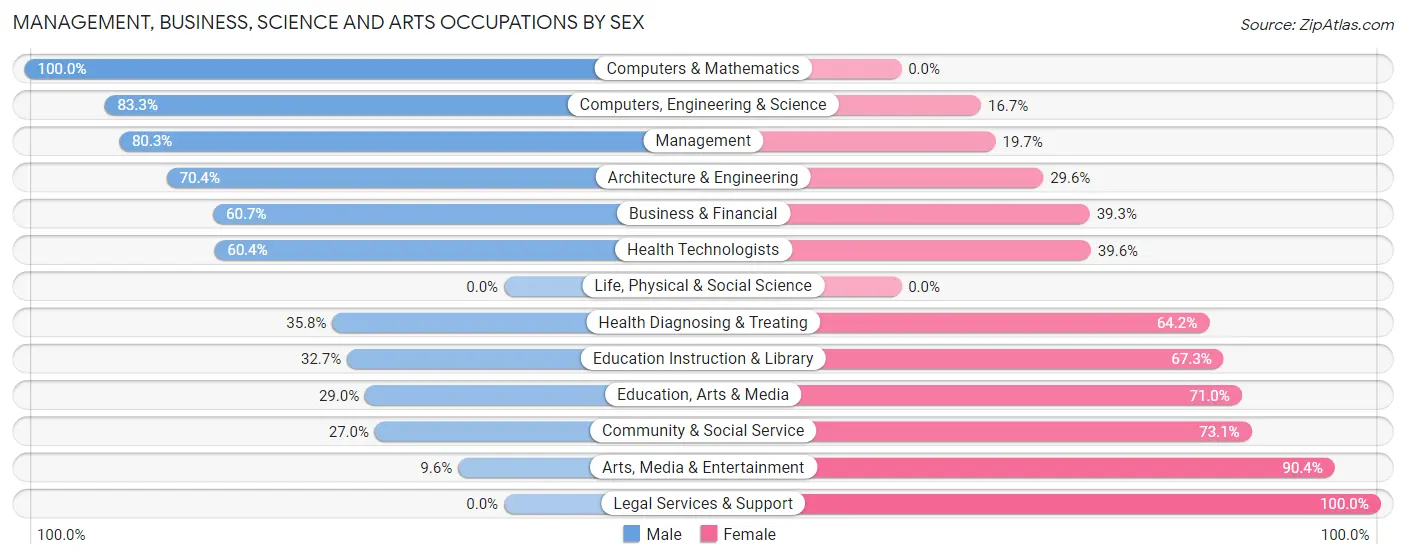 Management, Business, Science and Arts Occupations by Sex in Clarion borough