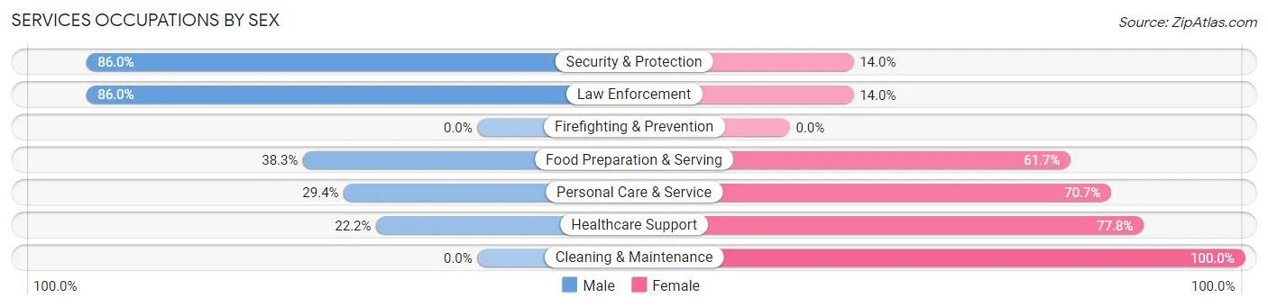 Services Occupations by Sex in Clarion borough