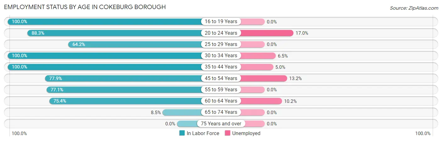 Employment Status by Age in Cokeburg borough