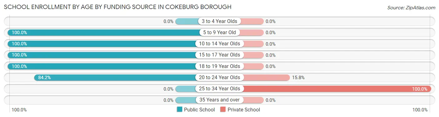 School Enrollment by Age by Funding Source in Cokeburg borough