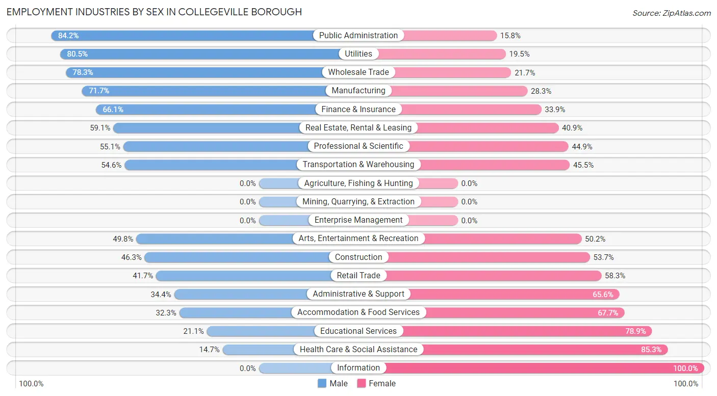 Employment Industries by Sex in Collegeville borough