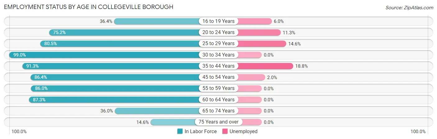 Employment Status by Age in Collegeville borough
