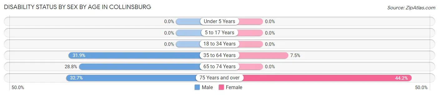 Disability Status by Sex by Age in Collinsburg