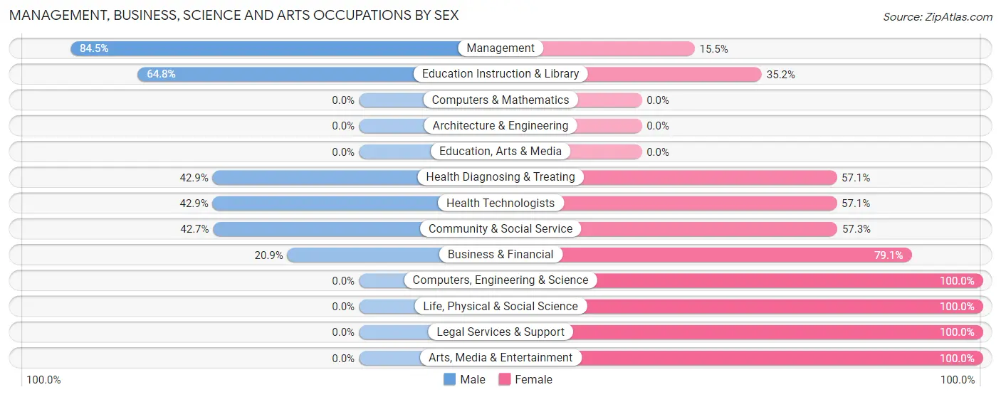 Management, Business, Science and Arts Occupations by Sex in Colony Park