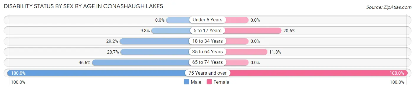 Disability Status by Sex by Age in Conashaugh Lakes