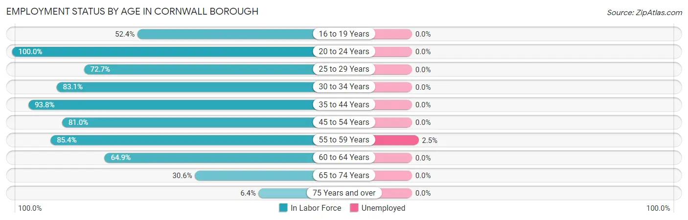 Employment Status by Age in Cornwall borough