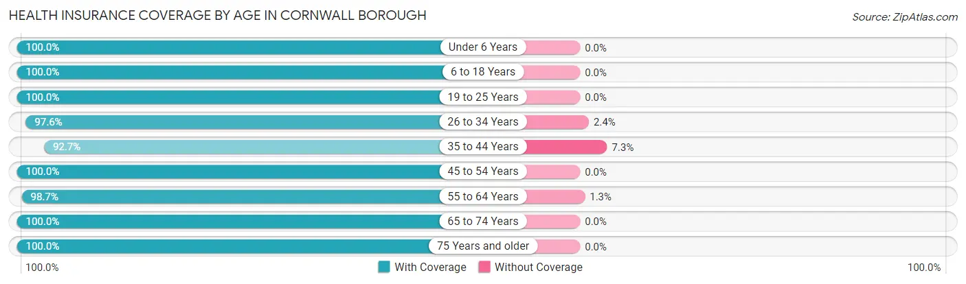 Health Insurance Coverage by Age in Cornwall borough