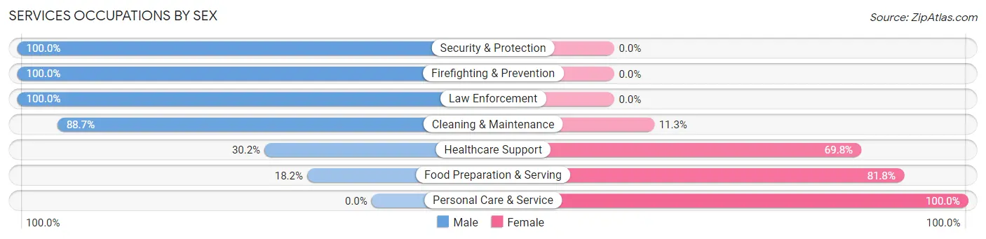 Services Occupations by Sex in Cornwall borough